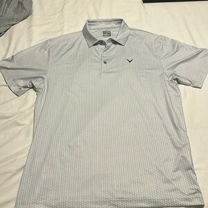 Men’s golf style patterned light grey polo